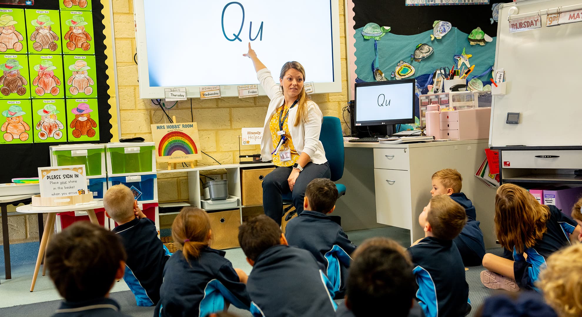 Teachers and students in a classroom