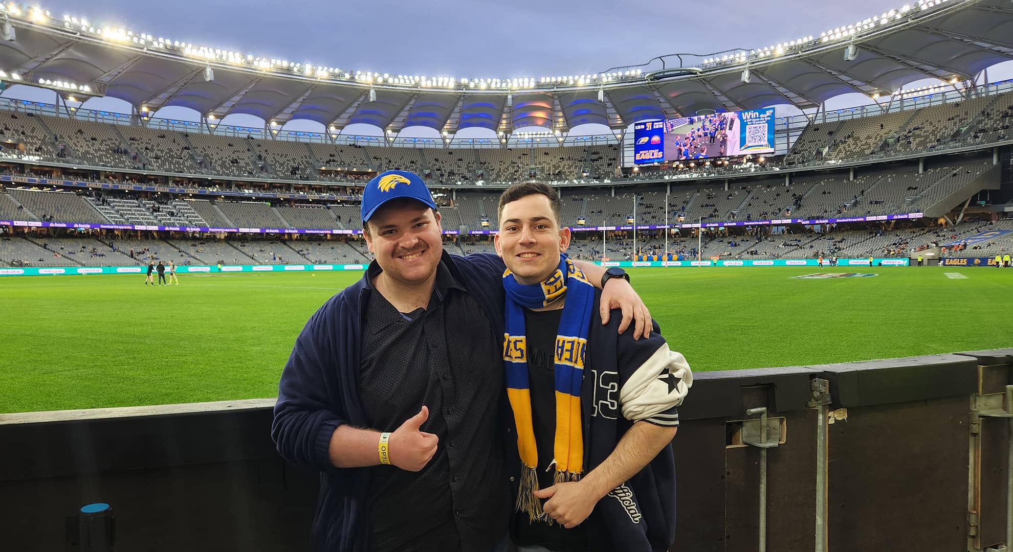 ECU students enjoying their behind the scenes tour at Optus Stadium during match day.