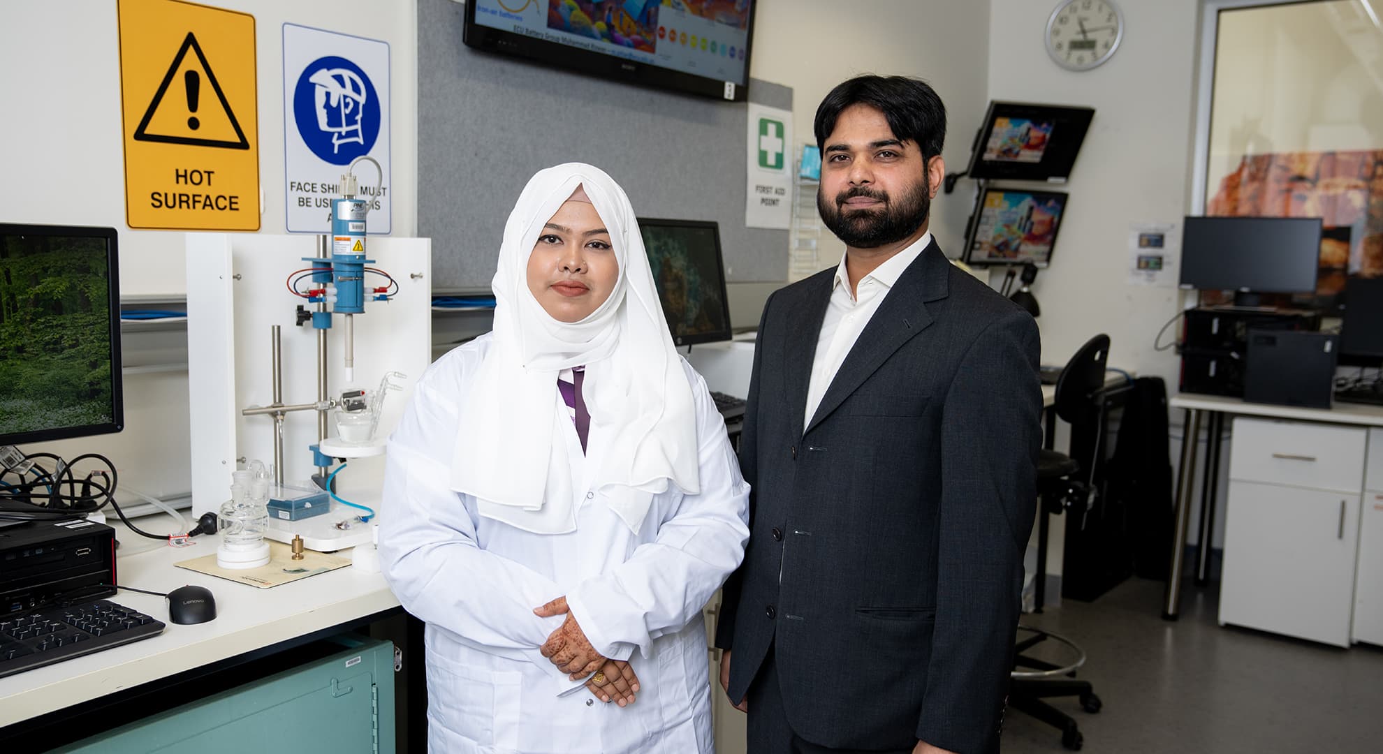 Sadia Afrin with Muhammad Azhar in the lab