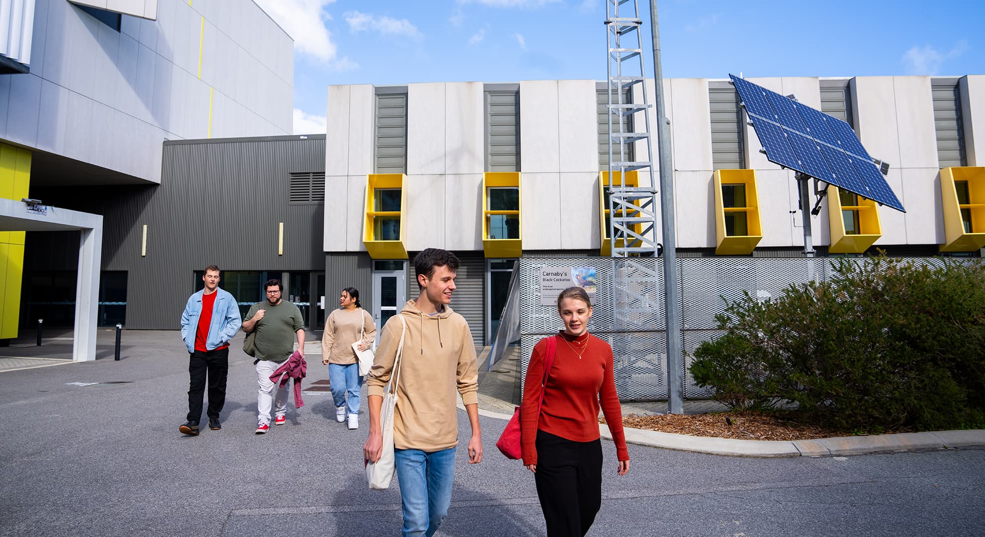 Students outside engineering lab