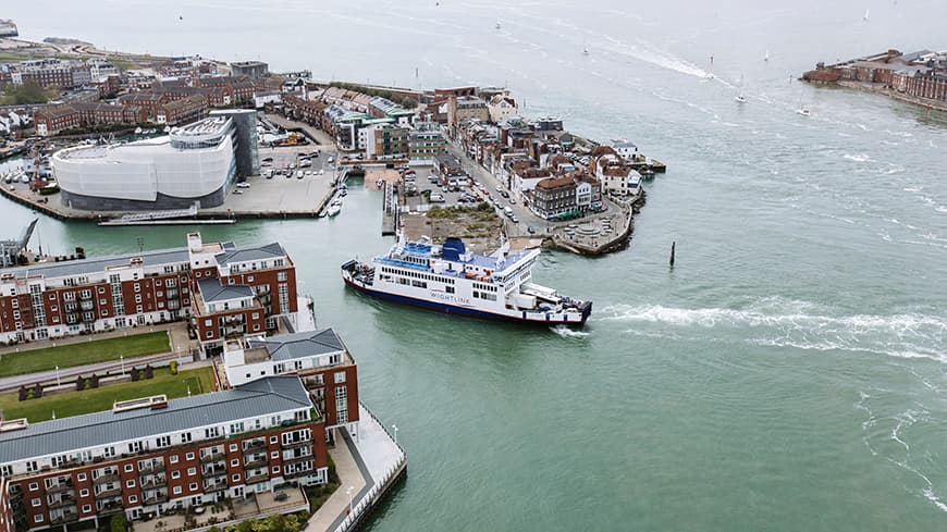 Isle of Wight ferry entering Portsmouth docks