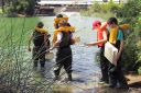 Getting ready to collect water samples