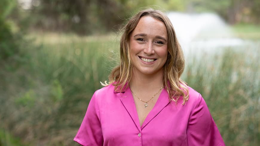 Bree Elliott is never far from water, even on her university campus at Joondalup, Western Australia