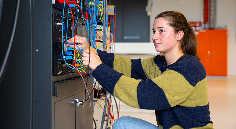 Student working in the Electrical Power Engineering Lab