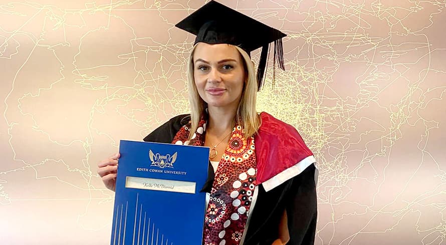 Nursing graduate Miss Kellie McDiarmid at her ECU graduation in February 2022.