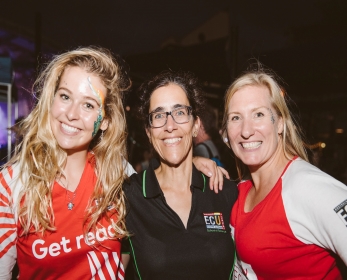 Dr Sora Marin-Estrella and students Daisy Kermode and Emily Lette at the Bubury Shift Youth Festival