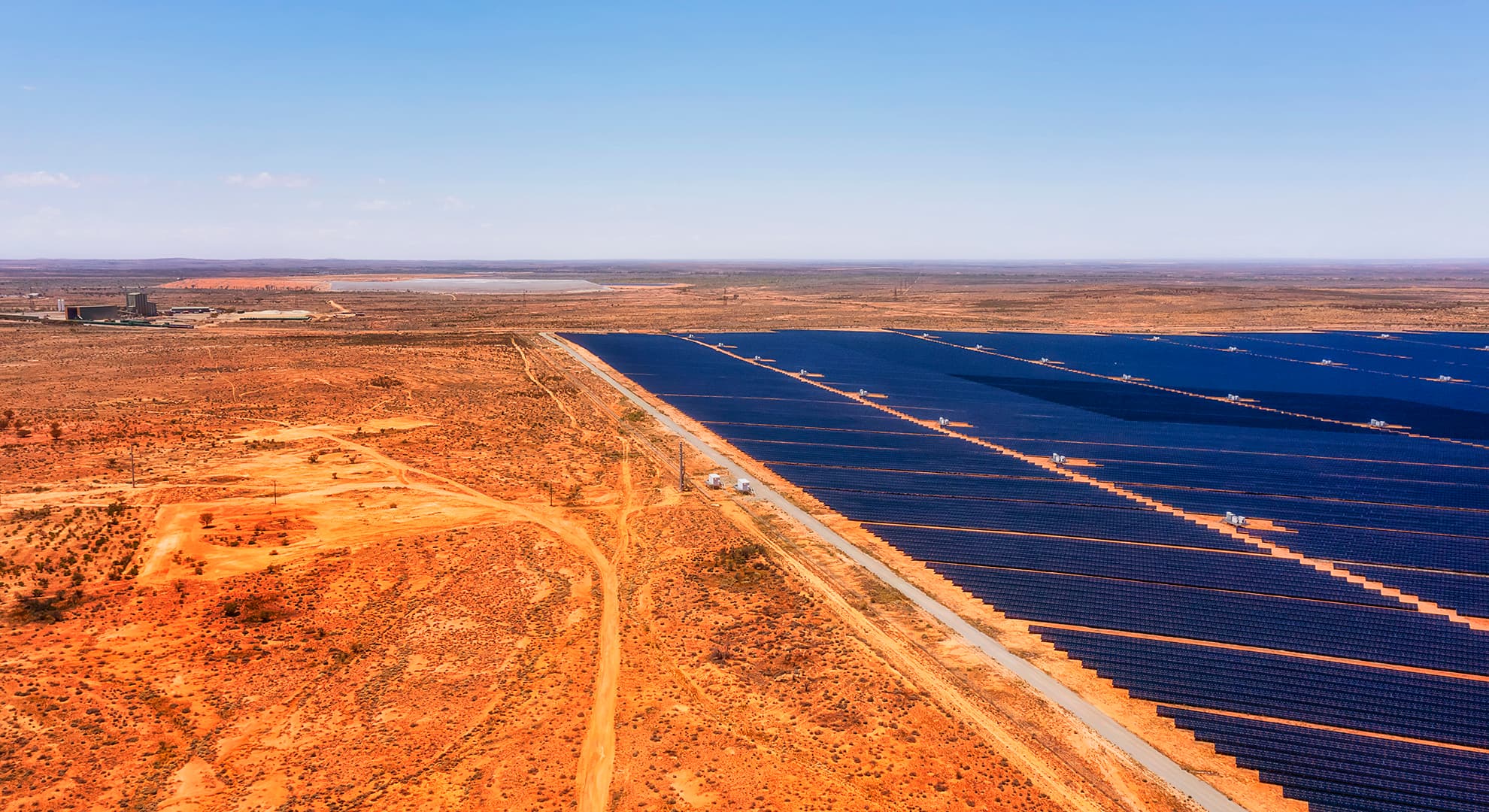 Solar farm and red dirt.