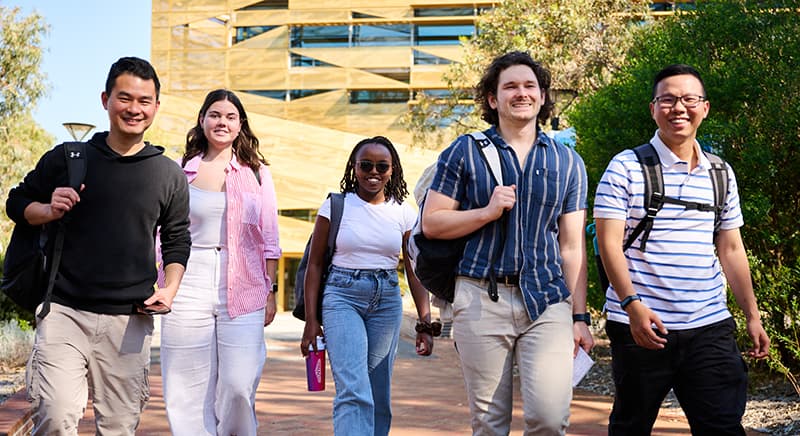 Students walking around Joondalup ECU campus