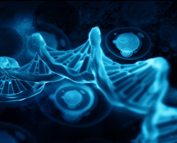 Blue image on cells and dna