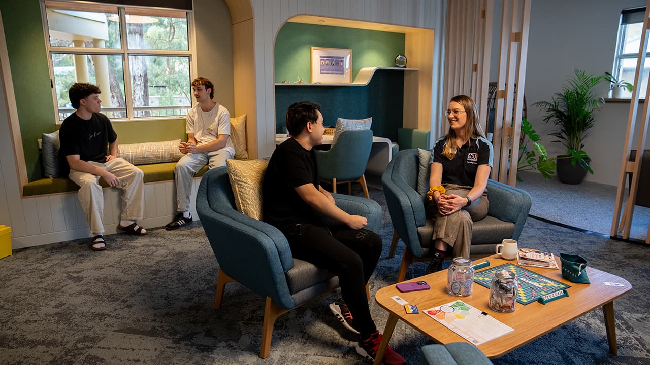 Two students talking in nice room