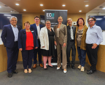 L- R Assoc Prof Joshua Aston, Assoc Prof Shannon Bosch, Jacob Orley, Denise Roff, Nerize Peyper, Ken Yin, Cav. Maria Saraceni and David McLoughlin